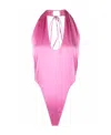 Jacquemus Le Body Mentalo Satin Halter Bodysuit In Pink