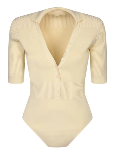 Jacquemus Le Body Yauco Collared Bodysuit In Neutrals