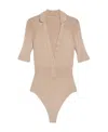 Jacquemus Le Body Yauco V-neck Knitted Body In Nude