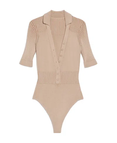 Jacquemus Le Body Yauco Polo Bodysuit In Nude