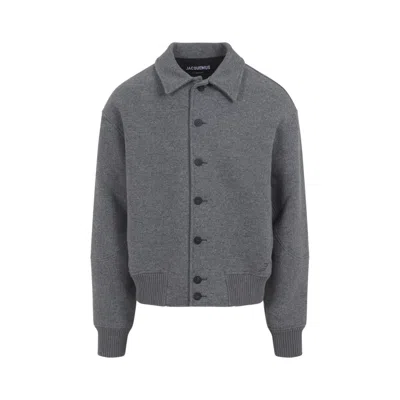 JACQUEMUS LE BOMBER FELTRO GREY WOOL JACKET