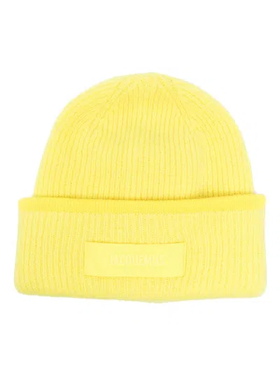 Jacquemus Le Bonnet Gros Grain Alpaca-blend Beanie In Yellow