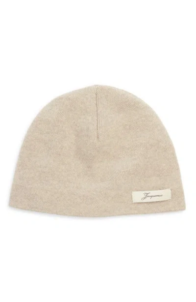 Jacquemus Le Bonnet Chevron Virgin Wool & Cashmere Beanie In Metallic