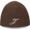 Jacquemus Le Bonnet Espiral Merino Wool Beanie In Brown