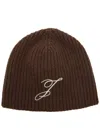 Jacquemus Le Bonnet Espiral Ribbed Wool Beanie In Brown