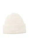 Jacquemus Ribbed White Beanie With Subtle Logo Detailing In White