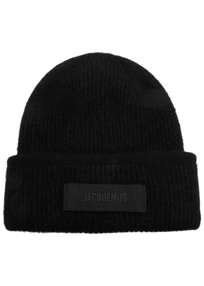 Jacquemus Le Bonnet Gros Grain Alpaca-blend Beanie In Black