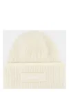 Jacquemus Le Bonnet Gros Grain Beanie Hat In White