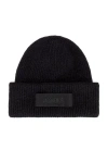 Jacquemus Ribbed Black Beanie Hat With Subtle Patch Detail In Brown