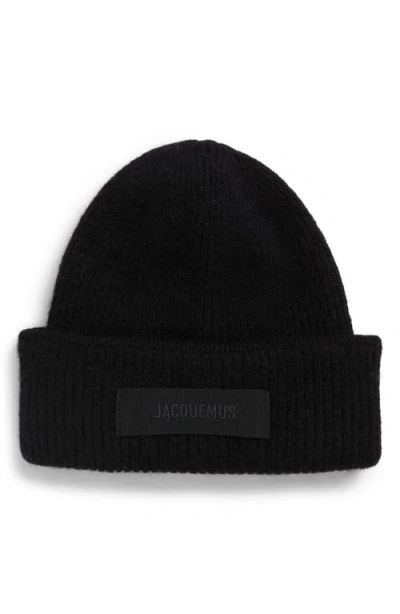 Jacquemus Le Bonnet Grosgrain Alpaca & Wool Blend Beanie In Black