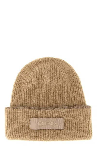 Jacquemus 'le Bonnet Gros-grain' Beanie In Beige