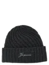 Jacquemus Ribbed Cashmere And Wool Beanie Hat In Black