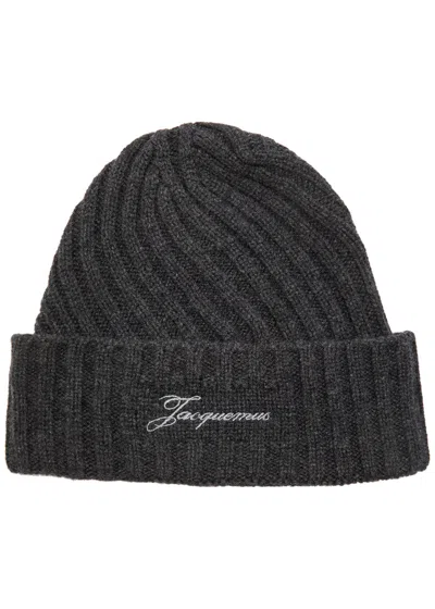 Jacquemus Le Bonnet Tourni Cashmere And Wool-blend Beanie In Black