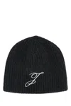 Jacquemus Ribbed Knit Merino Wool Cap With Subtle Embroidery In Gray