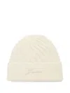 Jacquemus Ribbed Turn-up Brim Hat In Neutral