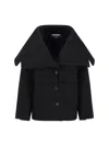 Jacquemus Draped-collar Wool Coat In Black