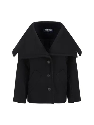 Jacquemus Le Caban Caruso Draped-collar Jacket Women In Black