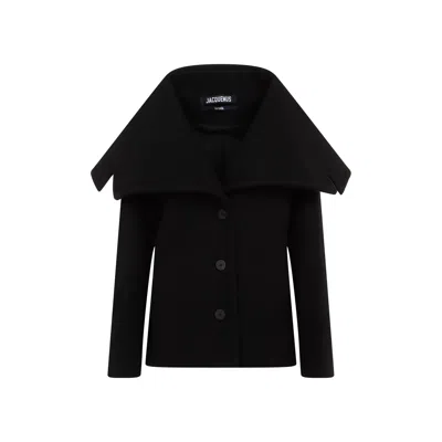 Jacquemus Le Caban Caruso Draped-collar Jacket Women In Black
