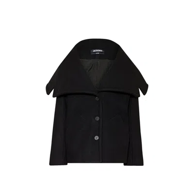 Jacquemus Le Caban Caruso Draped-collar Jacket In Black