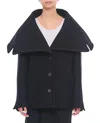 Jacquemus Draped-collar Wool Coat In Black