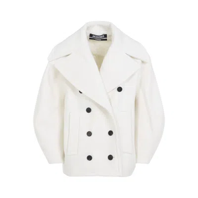 JACQUEMUS LE CABAN OVALO WHITE VIRGIN WOOL COAT