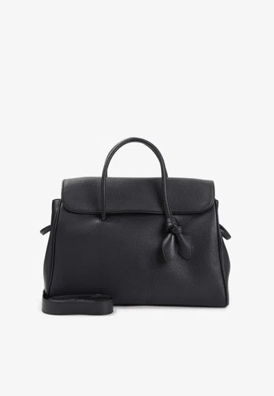 Jacquemus Le Cabas Turismo Handbag In Grained Leather In Black