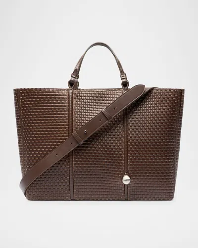 Jacquemus Le Cabas Woven Leather Tote Bag In Dark Brown