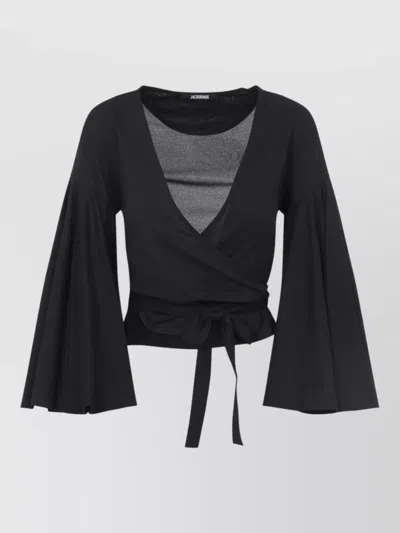 Jacquemus Le Cache Coeur Ventadou Wrap Top In Black