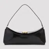 Jacquemus Curved Gold Handle Shoulder Bag In Black