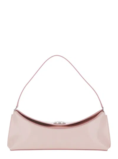 JACQUEMUS LE CALISSO PINK SHOULDER BAG WITH ENGRAVED SNAP BUTTON IN LEATHER WOMAN