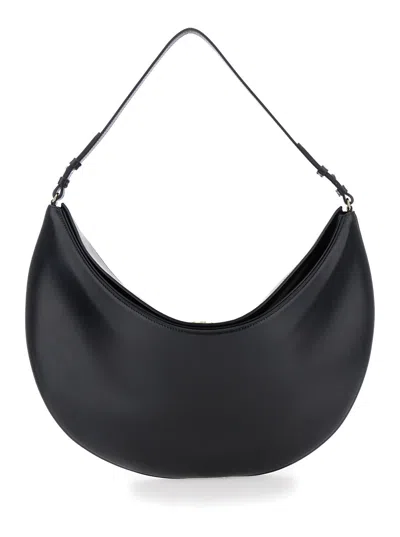 JACQUEMUS LE CALISSO ROND LARGE BLACK SHOULDER BAG WITH ADJUSTABLE STRAP AND EMBOSSED LOGO IN LEATHER WOMAN