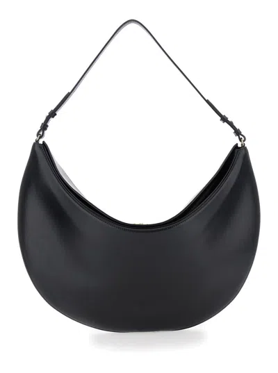 JACQUEMUS 'LE CALISSO ROND LARGE' BLACK SHOULDER BAG WITH ADJUSTABLE STRAP AND EMBOSSED LOGO IN LEATHER WOMAN