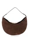Jacquemus Le Calisso Rond Large Brown Shoulder Bag With Adjustable Strap And Embossed Crodocile Effect In Leat In Brown