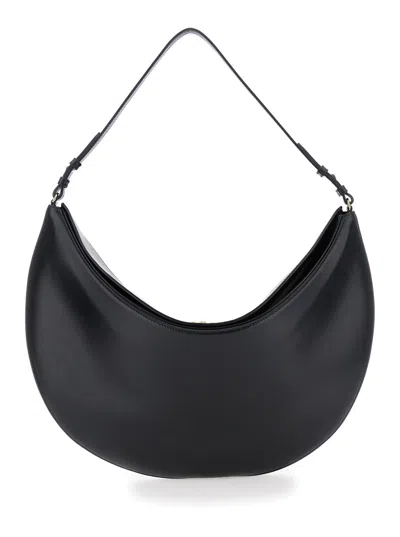 Jacquemus Le Calisso Rond Large Embossed Logo Leather Shoulder Handbag With Adjustable Strap In Black
