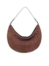 Jacquemus Le Calisso Rond Large Brown Shoulder Bag With Adjustable Strap And Embossed Crodocile Effect In Leat In Brown