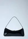 Jacquemus Curved Gold Handle Shoulder Bag In Black