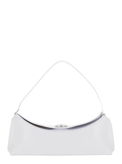 JACQUEMUS LE CALISSO WHITE SHOULDER BAG WITH ENGRAVED SNAP BUTTON IN LEATHER WOMAN