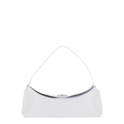 Jacquemus Le Calisso White Shoulder Bag With Engraved Snap Button In Leather