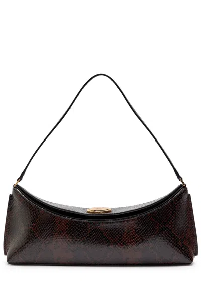Jacquemus Le Calisson Crocodile-effect Leather Shoulder Bag In Brown