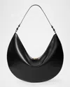 Jacquemus Curved Half-moon Leather Shoulder Bag In Black