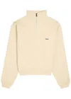 Jacquemus Cotton Fleece Sweatshirt With High Collar And Grosgrain Detail In Neutral