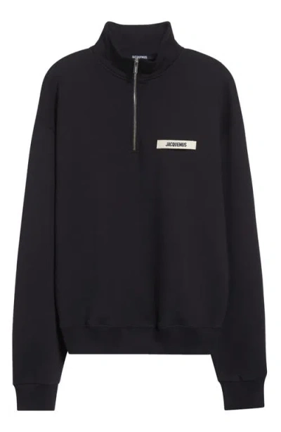 JACQUEMUS JACQUEMUS LE CAMIONNEUR GROS GRAIN HALF ZIP FLEECE SWEATSHIRT