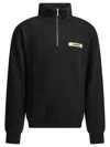 Jacquemus High Neck Zip Sweatshirt With Logo Detail And Gathered Cuffs In Black