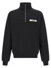 Jacquemus High Neck Zip Sweatshirt With Logo Detail And Gathered Cuffs In Black