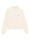 Jacquemus Cotton Fleece Sweatshirt With High Collar And Grosgrain Detail In Neutral