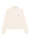 Jacquemus Cotton Fleece Sweatshirt With High Collar And Grosgrain Detail In Nude