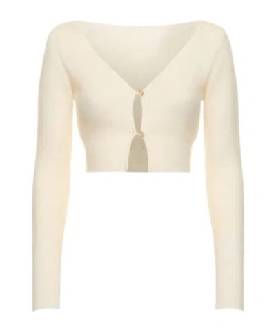 Jacquemus Le Cardigan Alzou Knitted Cardigan In 米白色