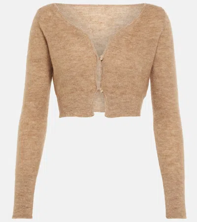 Jacquemus Brown Le Cardigan Alzou Cropped Cardigan In Beige