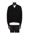 Jacquemus Men Black V-neck Cardigan With J Logo On The Back In Wool Man In Black