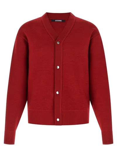 JACQUEMUS LE CARDIGAN DOPPIO SWEATERS AND CARDIGANS RED